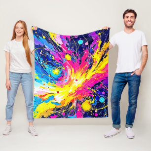 Cobertor De Velo Erupção Cósmica: Arte Vibrante de Salpicos
