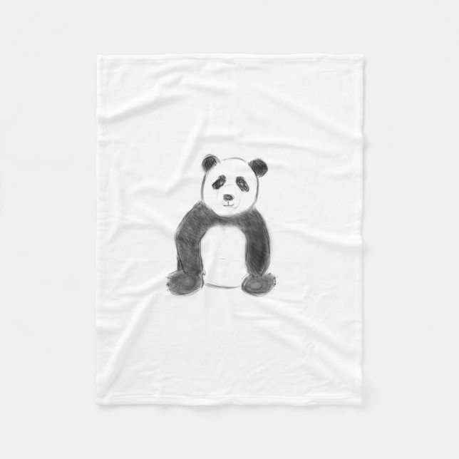 Cobertor De Velo Esboço preto e branco do panda (Frente)