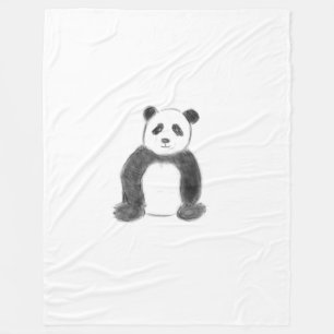 Cobertor De Velo Esboço preto e branco do panda