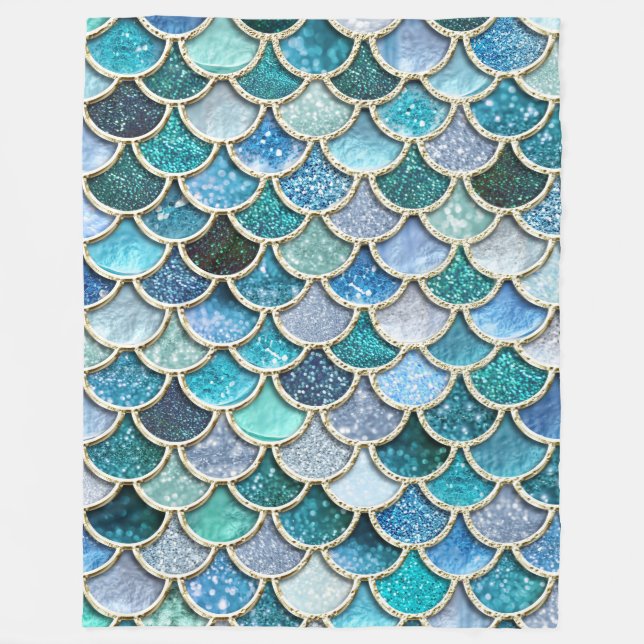 Cobertor De Velo Escalas de Sereia de Silver Sparkle Glitter (Frente)