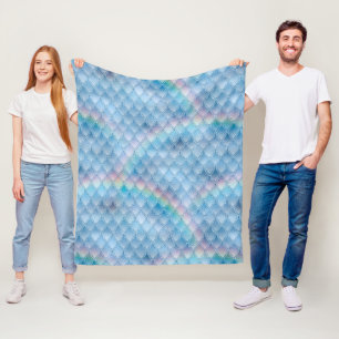 Cobertor De Velo Escamas de Dragão Azul Brilhante e Glitter Arco-Ír