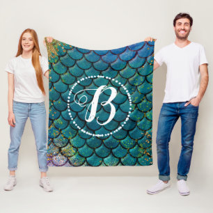 Cobertor De Velo Escamas de Peixe Sereia Glam Teal Roxo Dourado Bri