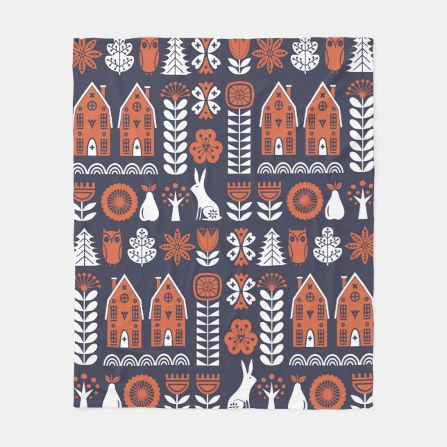 Cobertor De Velo Escândalo do folk art, padrão de vinheta sem desco (Frente)