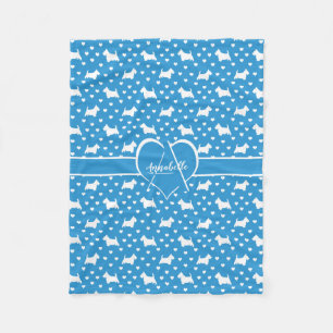 Cobertor De Velo Escoceses Brancos (Scottie Dogs) Azul