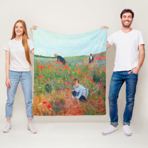 Cobertor De Velo Escolhendo Flores num Campo, Mary Cassatt