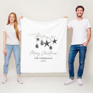 Cobertor De Velo Escrita elegante escandi-moderna negra Natal