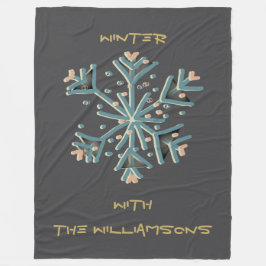 Cobertor De Velo Escrita em floco de neve cinza teia de ouro simple