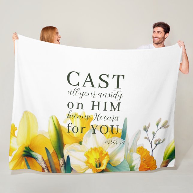 Cobertor De Velo Escritura Floral 1 Peter 5:7 (In Situ)