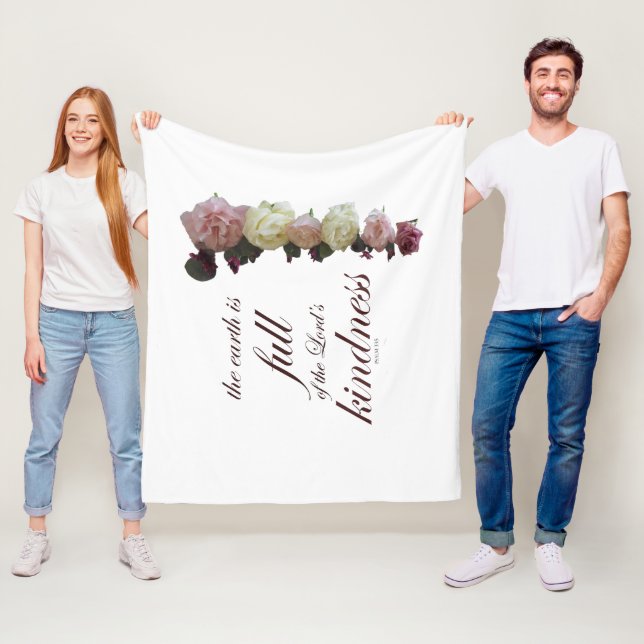 Cobertor De Velo Escritura, Salmo 33, Rosas Brancas e Rosa (In Situ)