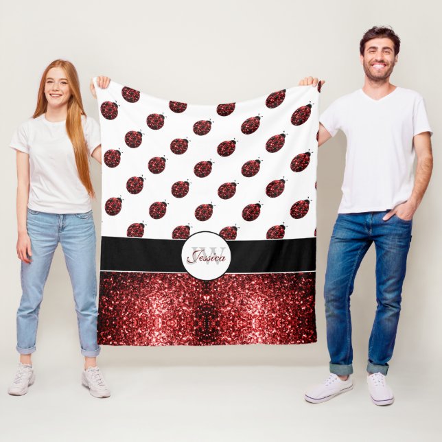 Cobertor De Velo Escuridão da joaninha vermelha escura brilha monog (In Situ)