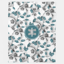 Cobertor De Velo esferas de futebol da cinza de chá com monograma
