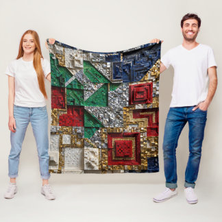Cobertor De Velo Esmeralda Dourado Marfim Vermelho Azul Mosaico Qua