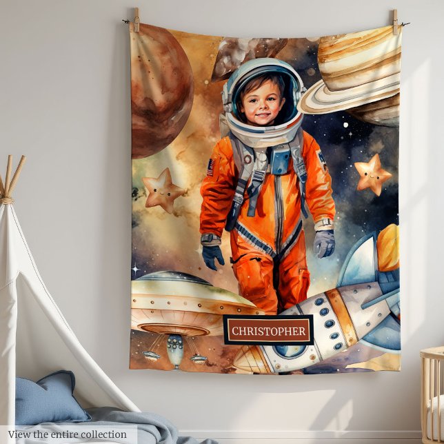 Cobertor De Velo Espaço Exterior Aberto - Jovem Presente Personaliz (Outer Space Blanket Personalized Gift for Young Boy

)
