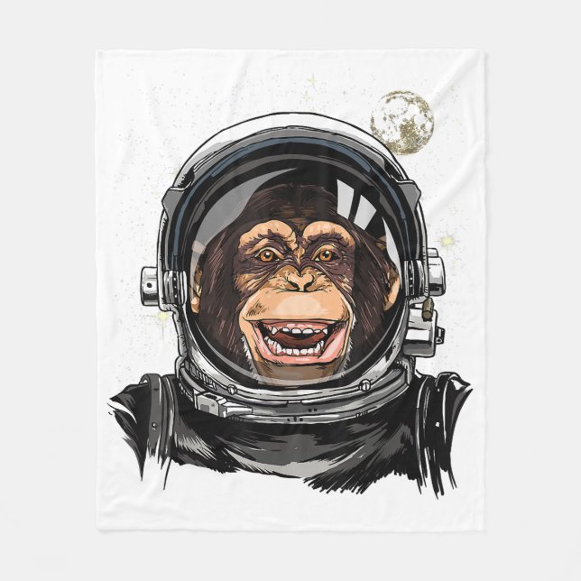 Cobertor De Velo Espaço Exterior Macaco Astronauta Zoológico Selvag (Frente)
