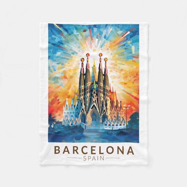 Cobertor De Velo Espanha de Barcelona La Sagrada Familia Viagem Art (Frente)