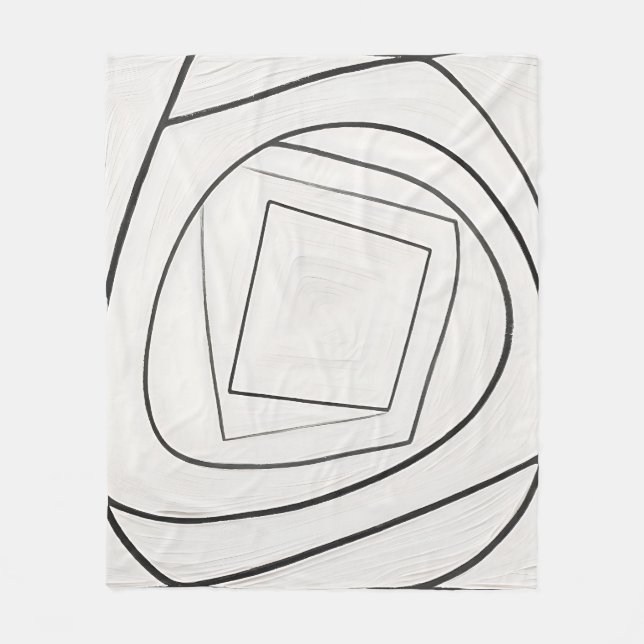 Cobertor De Velo Espiral Quadrada Abstrata Preto e Branco (Frente)