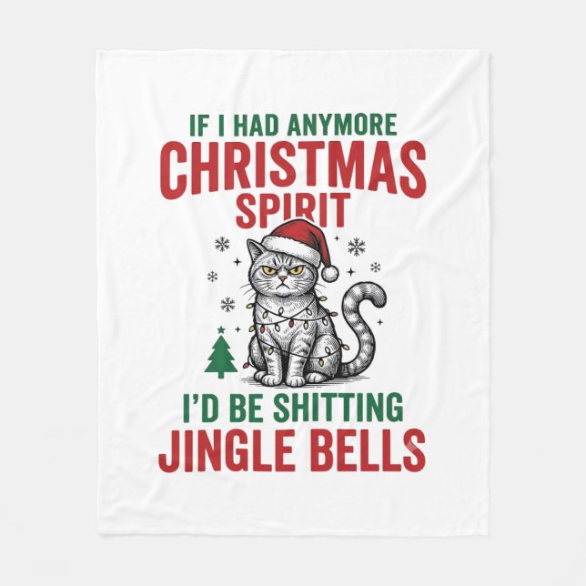 Cobertor De Velo Espírito de Gato de Natal Engraçado Desenho de Gra (Frente)