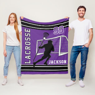 Cobertor De Velo Esporte de Lacrosse - Roxo, Branco, Preto