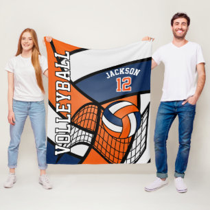 Cobertor De Velo Esporte 🏐 Design de Voleibol - Laranja, branco,