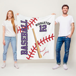Cobertor De Velo Esporte do basebol no roxo