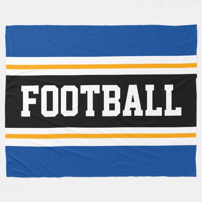 Cobertor De Velo Esportes de FUTEBOL Azul Profundo - Estrias Amarel (Frente (Horizontal))