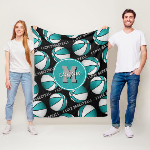 Cobertor De Velo Esportes de meninas Eu adoro basquete e teal white