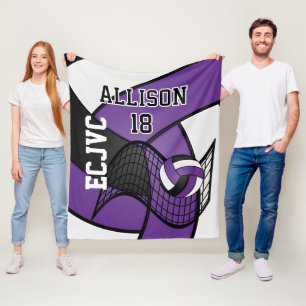 Cobertor De Velo Esportes 🏐 Voleibol Personalizados - Roxo, Branco