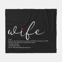 Cobertor De Velo Esposa Elegante Script Vermelho Coração Personaliz