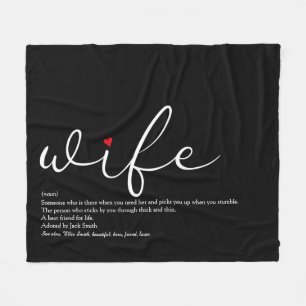 Cobertor De Velo Esposa Elegante Script Vermelho Coração Personaliz