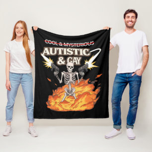 Cobertor De Velo Esqueleto Autista e Gay Divertido Conscientização 