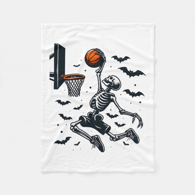 Cobertor De Velo Esqueleto de Basquete Skeleton Halloween (Frente)