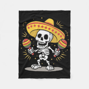 Cobertor De Velo Esqueleto de Cinco De Mayo Sombrero Fiesta Mexican