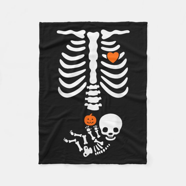 Cobertor De Velo Esqueleto de Halloween Bebê Caixa Torácica Abóbora (Frente)