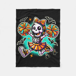 Cobertor De Velo Esqueleto de Halloween Cheerleading Cheerleader _3