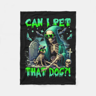 Cobertor De Velo Esqueleto de Halloween de Cão Engraçado para Mulhe
