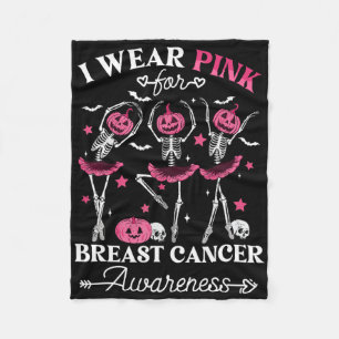 Cobertor De Velo Esqueleto de Halloween Eu Uso Rosa Para o Câncer d
