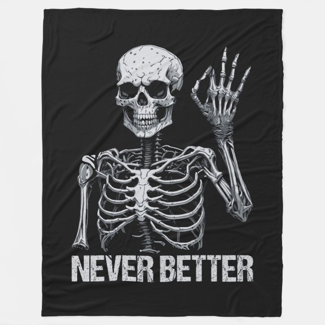 Cobertor De Velo Esqueleto de Halloween - Nunca melhor (Frente)