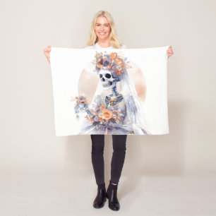 Cobertor De Velo Esqueleto de Halloween Spooky Blanket