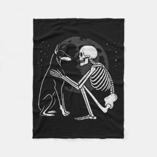 Cobertor De Velo Esqueleto de Pinscher Dobermann Lua Halloween Cach