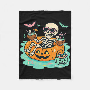 Cobertor De Velo Esqueleto De Verão Na Piscina De Pumpkin Float Cut