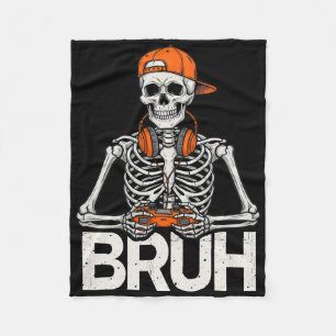 Cobertor De Velo Esqueleto Gamer Bruh Halloween Controle de Videoga