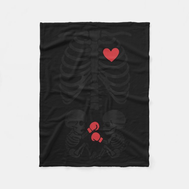 Cobertor De Velo Esqueleto Grávido Gêmeo Esqueleto de Halloween Box (Frente)