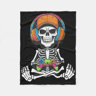 Cobertor De Velo Esqueleto Jogo de Vídeo Halloween Jogos Gamer Meni