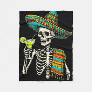 Cobertor De Velo esqueleto mexicano sombrero cinco de maio mexicano