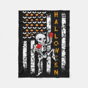 Cobertor De Velo Esqueleto Muay Thai Halloween Kickboxing Mma EUA B