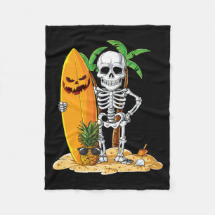 Cobertor De Velo Esqueleto Surfando Halloween Havaí Homens Havaiano