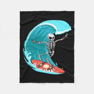 Cobertor De Velo Esqueleto Surfista Halloween Divertido Onda Surfe
