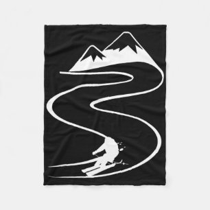 Cobertor De Velo Esquiador Com Pegadas Na Neve Profunda Em Freeride