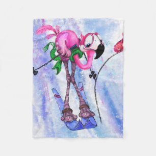 Cobertor De Velo Esquiador Flamingo Rosa Engraçado - Quadrinha de