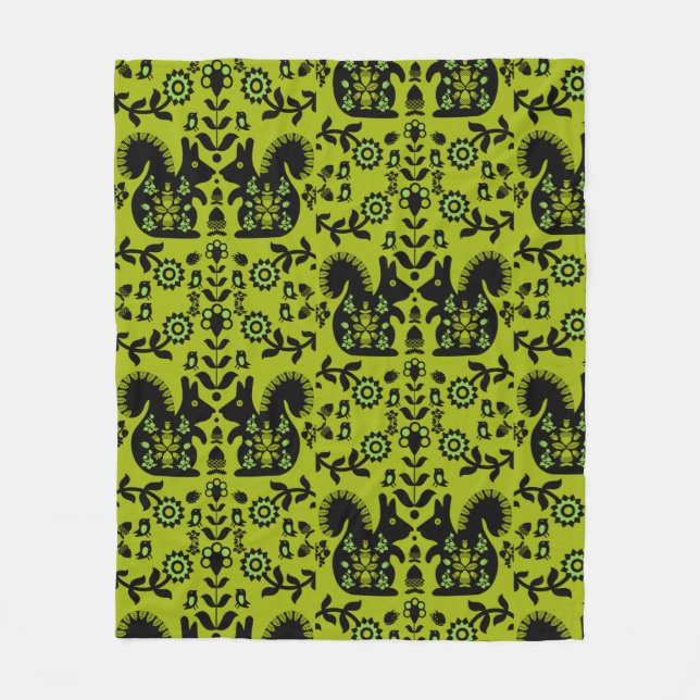 Cobertor De Velo Esquilo Arte Foliar Nórdica Escandinava (Frente)